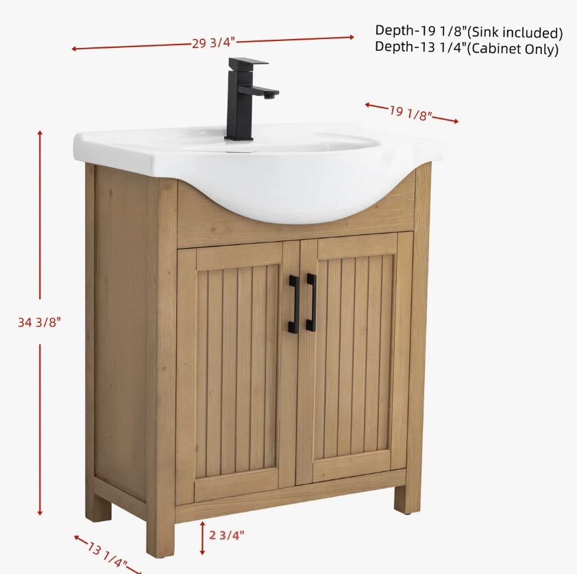 6 Farmhouse Beadboard Single Sink Bathroom Vanity Cabinet