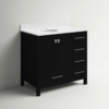 Modern Single Sink Black Bathroom Vanity Cabinet with Silver Hardware