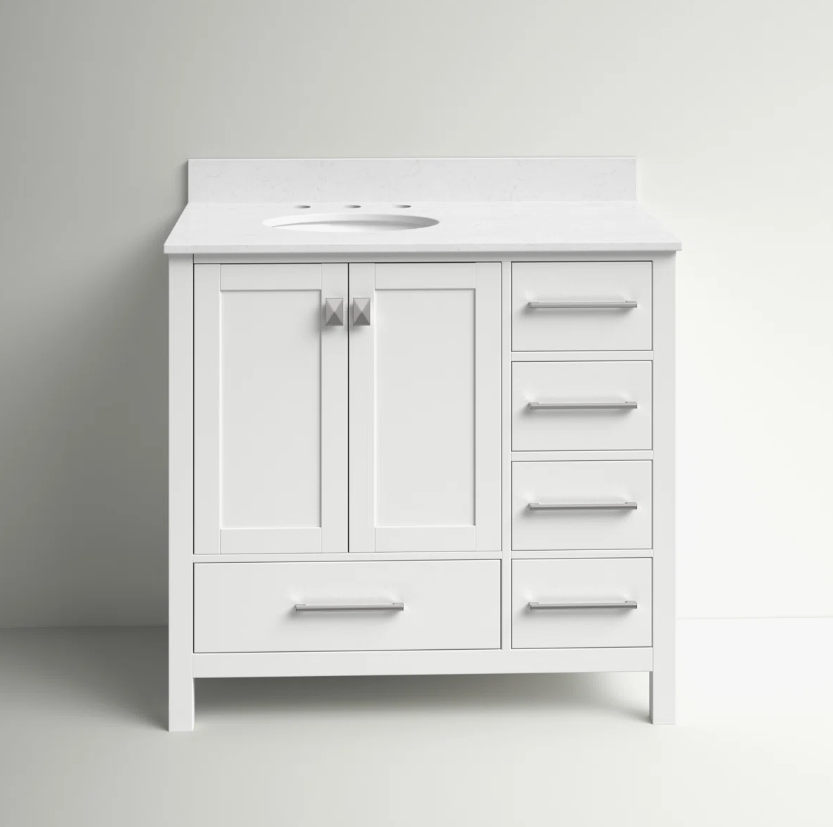 6 Modern Single Sink White Shaker Bathroom Vanity Cabinet