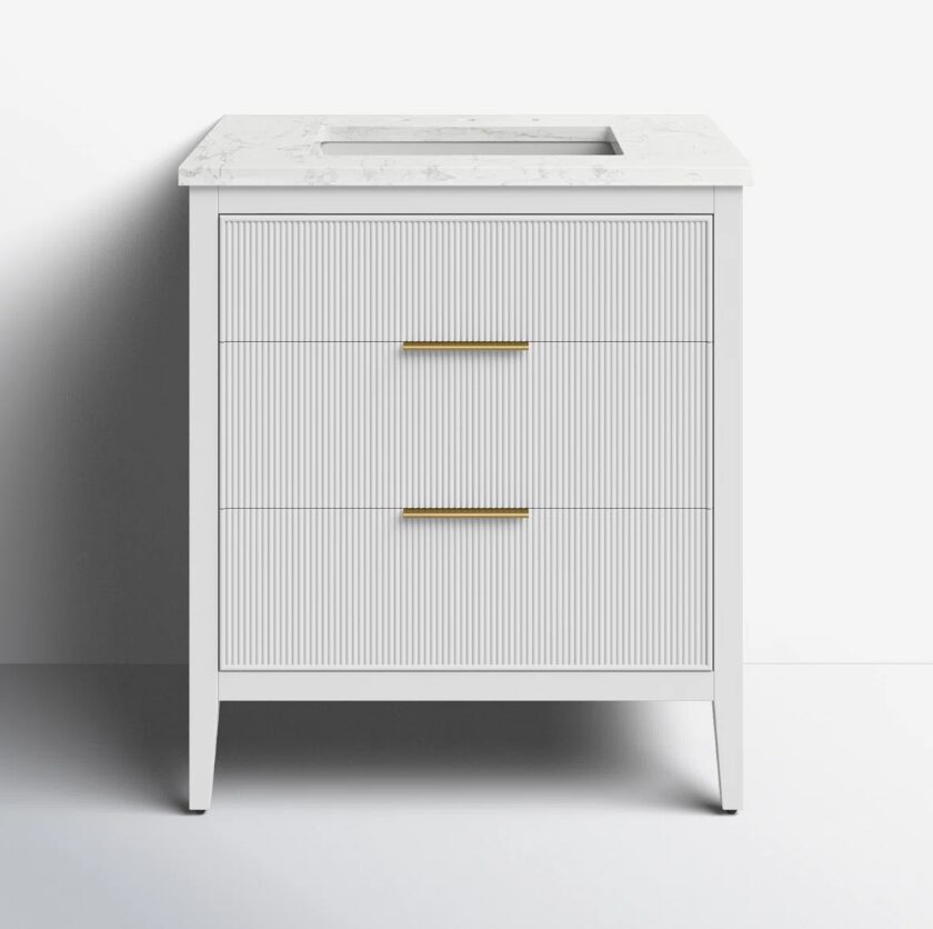 6 Coastal Bright White Fluted Vanity for Small Bathrooms
