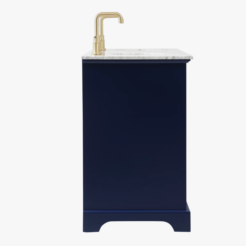 Transitional Navy Freestanding Double Sink Bathroom Vanity Cabinet