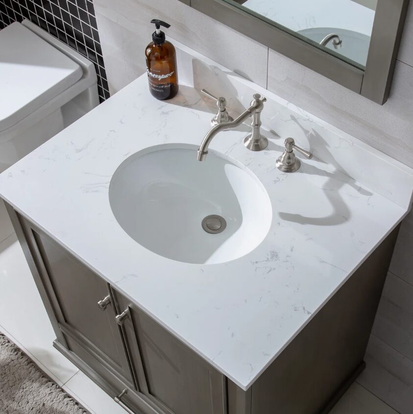 Transitional Single Sink Grey Shaker Freestanding Vanity Cabinet