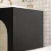 6 30 Inch Black Mid-Century Rattan Freestanding Single Sink Bathroom Vanity with Gold Knobs