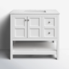 6 36 Inch White Shaker Farmhouse Freestanding Bathroom Vanity with Marble Top & Slatted Shelf