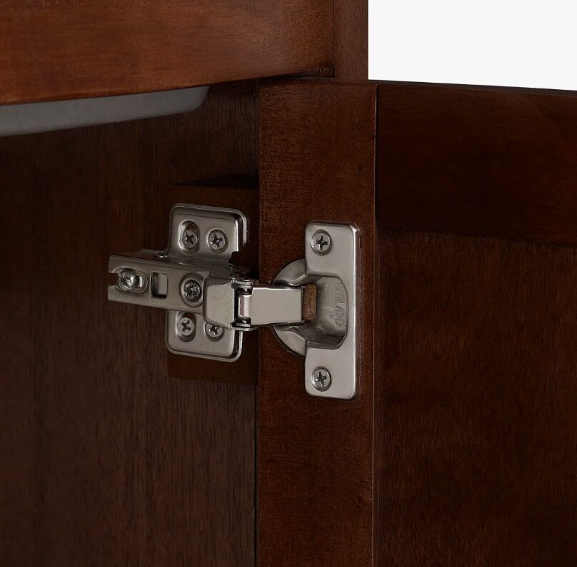 24 Inch Walnut Curved Freestanding Bathroom Vanity with Ceramic Sink & Silver Knobs