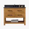 Rustic Pine Freestanding Single Sink Vanity with Open Storage Shelf