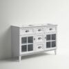6 Traditional White Double Vanity with Integrated White Solid Surface Countertop