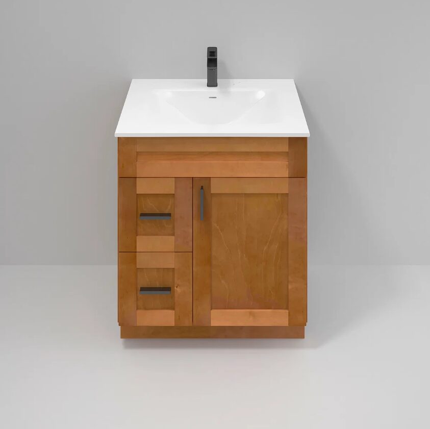 Warm Maple Single Sink Vanity Cabinet with Solid Wood Dovetail Drawers