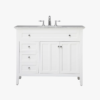 6 42 Inch White Shaker Single Sink Bathroom Vanity with Carrara Marble Top & 4 Drawers
