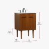 24" Narrow Mid Century Modern Wood Vanity for Powder Room & Guest Bath