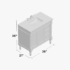 6 36 Inch Sage Green Traditional Single Sink Bathroom Vanity with White Quartz Top