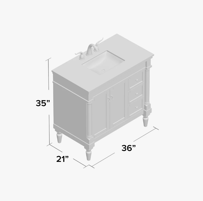 6 36 Inch Sage Green Traditional Single Sink Bathroom Vanity with White Quartz Top
