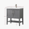 6 30 Inch Grey Freestanding Bathroom Vanity with White Ceramic Sink & Open Storage Shelf