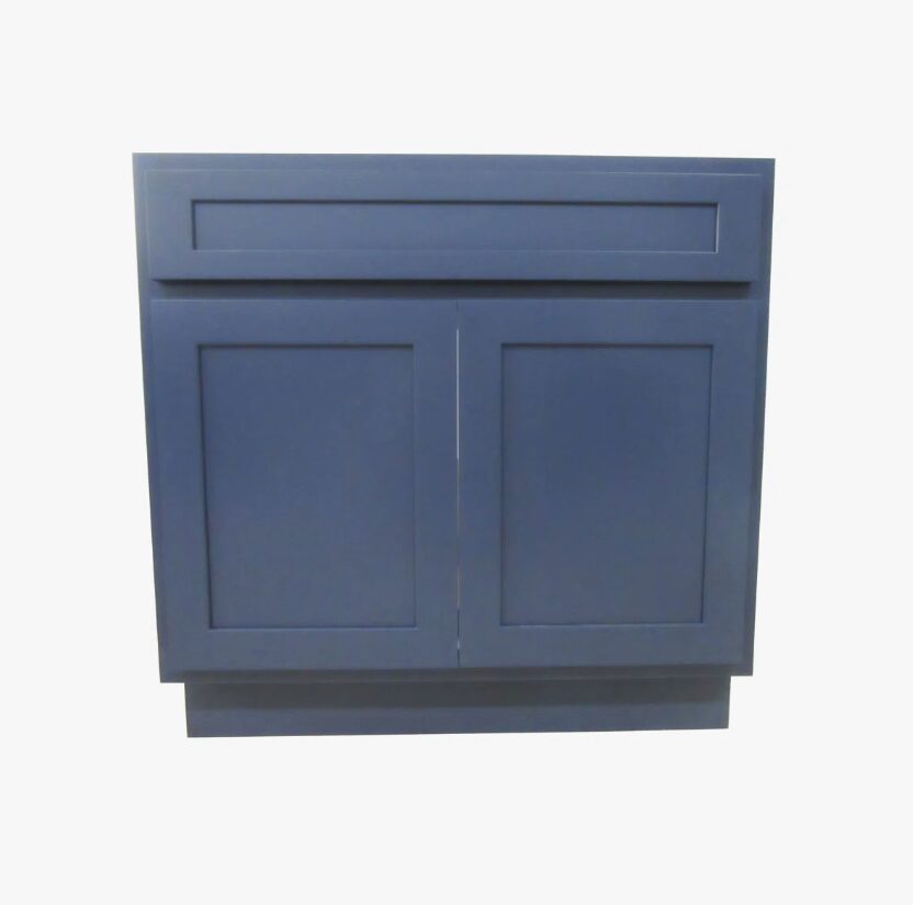 36 Inch Deep Blue Shaker Bathroom Storage Cabinet for Custom Countertop