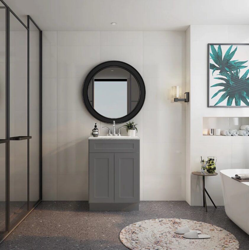 6 36" Gray Shaker Bathroom Vanity Base Cabinet