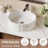 36 Inch Walnut Freestanding Bathroom Vanity Round Vessel Sink Soft Close Storage Drawers & Doors