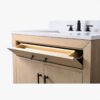 6 36 Inch Light Oak Single Sink Bathroom Vanity White Marble Countertop Soft Close Doors