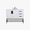 6 Transitional White Vanity Cabinet with Elevated Open Base for Farmhouse & Loft Bathroom Remodel