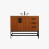 6 Modern Farmhouse Walnut Vanity Cabinet with Open Base Clearance for Industrial Bathroom Remodel