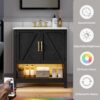 30 Inch Black Farmhouse Barn Door Single Sink Bathroom Vanity with RGB LED Light & Over-the-Door Storage