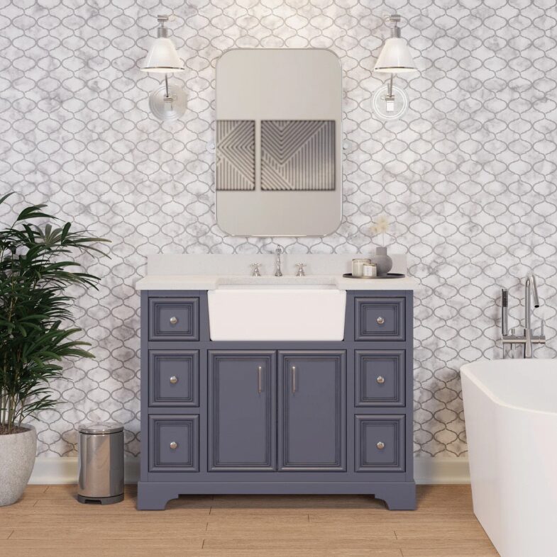 6 Transitional Farmhouse Blue Vanity Cabinet for Cottage & Traditional Master Bathroom Remodel