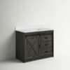 6 Farmhouse Rustic Gray Vanity with Cross Barn Door for Country & Industrial Bathroom Remodel
