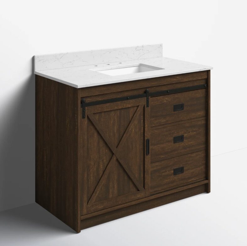 6 Rustic Farmhouse Brown Vanity for Country, Industrial & Transitional Bathroom Remodel