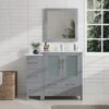 6 Freestanding Gray Vanity Combo with 5 Soft Close Drawers & Brushed Nickel Pull Handles
