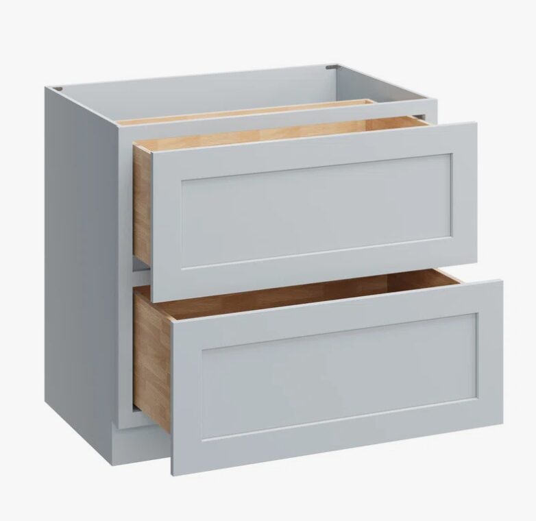 6 Modern Light Gray Double Drawer Shaker Base Cabinet for Kitchen Remodel & Custom Countertops