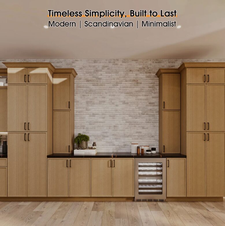 6 Freestanding Wood Grain Slab Kitchen Base Cabinet, Moisture Resistant Plywood Storage Cabinet