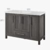 48" Solid Wood Grey Bathroom Vanity with Stone Top for Contemporary Master Bath Remodel