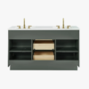 6 60 Inch Sage Green Fluted Double Undermount Sink Bathroom Vanity, White Quartz Countertop & Brushed Gold Hardware