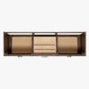 6 72 Inch Walnut Oak Shaker Double Undermount Sink Bathroom Vanity, White Quartz Countertop & Brushed Gold Hardware