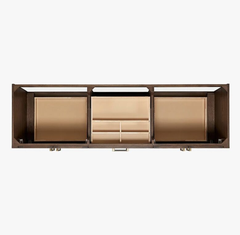 6 72 Inch Walnut Oak Shaker Double Undermount Sink Bathroom Vanity, White Quartz Countertop & Brushed Gold Hardware