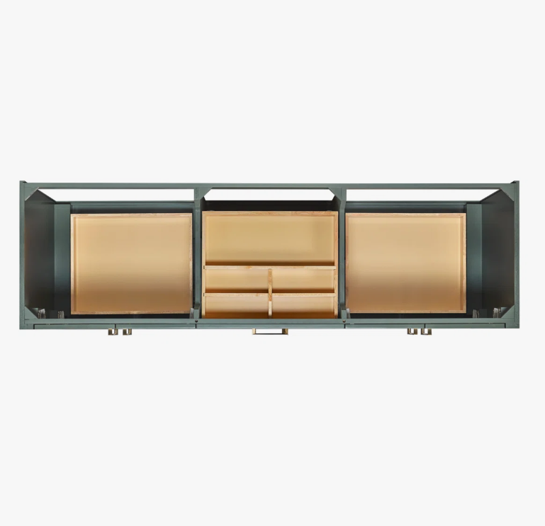 6 72 Inch Sage Green Shaker Double Undermount Sink Bathroom Vanity, White Quartz Countertop & Brushed Gold Hardware