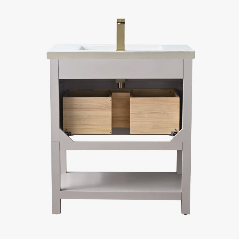 6 Compact Light Gray Single Sink Vanity for Small Guest Bathrooms