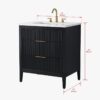 Modern Fluted Bathroom Vanity with Gold Handles & Marble Top