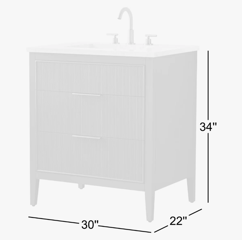 Contemporary Dark Blue Fluted Vanity with Undermount Sink
