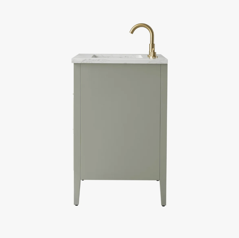7 Soft Sage Reeded Bathroom Vanity with Brushed Gold Hardware