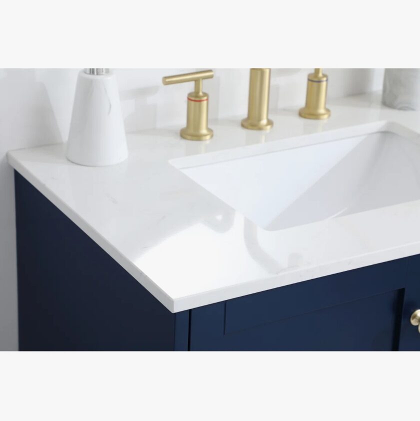 Minimalist Navy All-in-One Bathroom Vanity with Undermount Sink