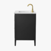 Modern Fluted Bathroom Vanity with Gold Handles & Marble Top