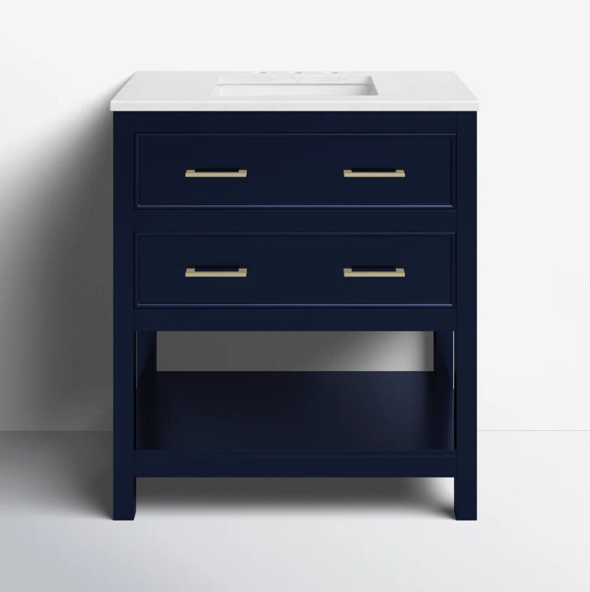 7 Navy Modern Single Sink Bathroom Vanity Cabinet