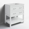 White Open Shelf Bathroom Vanity with White Quartz Countertop
