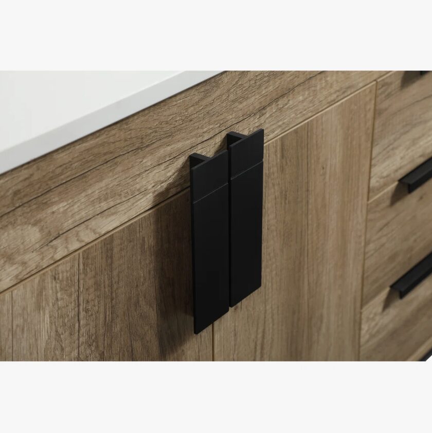 48 Inch Rustic Oak Freestanding Bathroom Vanity with Matte Black Metal Frame