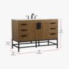 Mid-Century Modern Single Sink Walnut Bathroom Vanity Cabinet