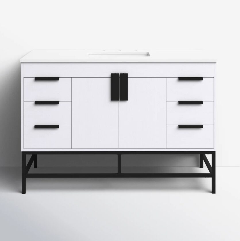 Modern Single Sink White Bathroom Vanity Cabinet