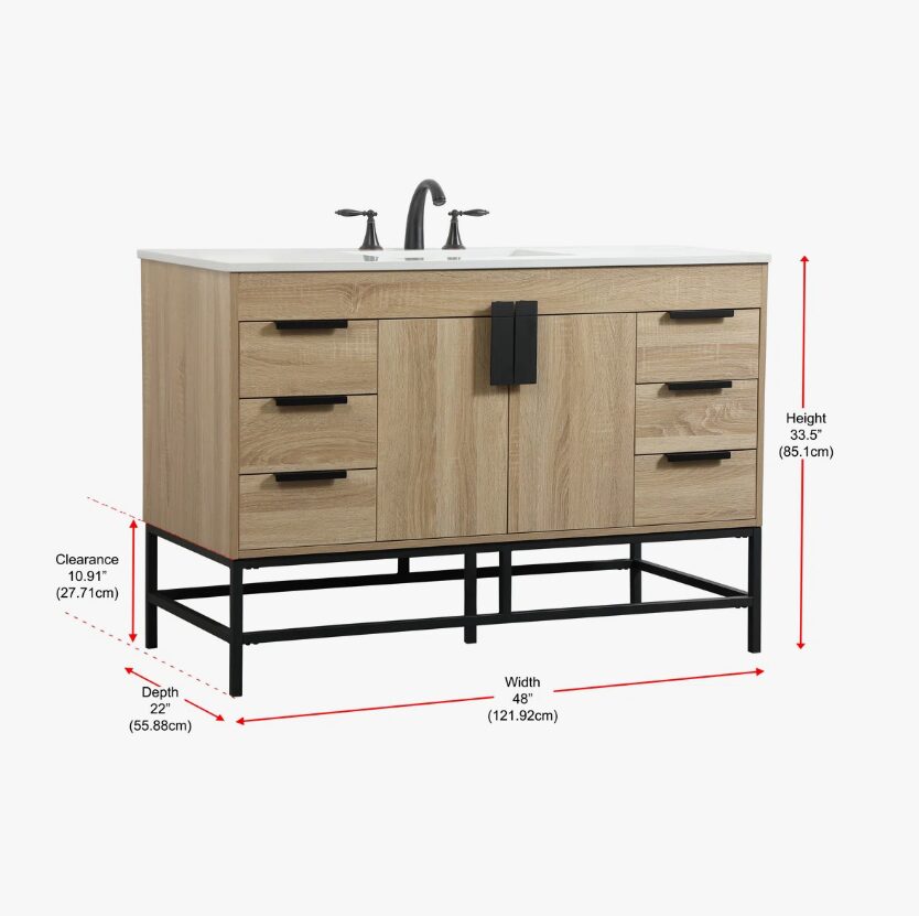 7 Modern Farmhouse Single Sink Wood Bathroom Vanity Cabinet