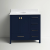 Navy Shaker Bathroom Vanity with 5 Storage Drawers & Double Doors