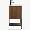 7 24 Inch Walnut Wood Industrial Freestanding Bathroom Vanity with Black Metal Frame