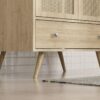 7 Arched Rattan Door Mid-Century Modern Bathroom Vanity Cabinet